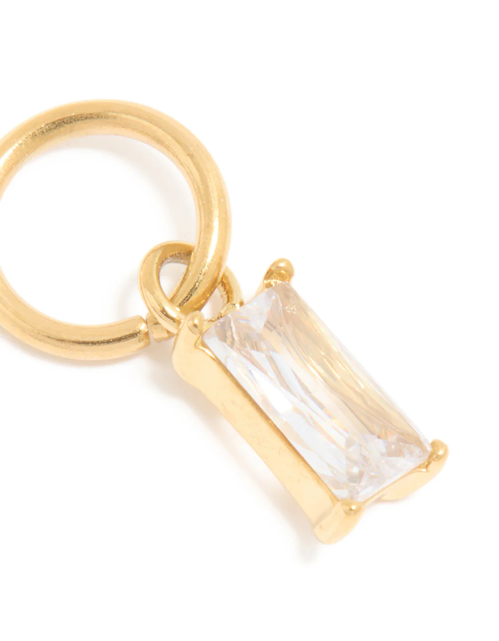 Waterproof Gold Plated Stainless Steel Cubic Zirconia Baguette Charm - Image 3
