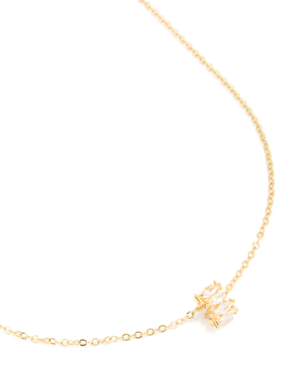Waterproof Gold Plated Stainless Steel Cubic Zirconia Baguette Pendant Twisted Necklace - Image 2