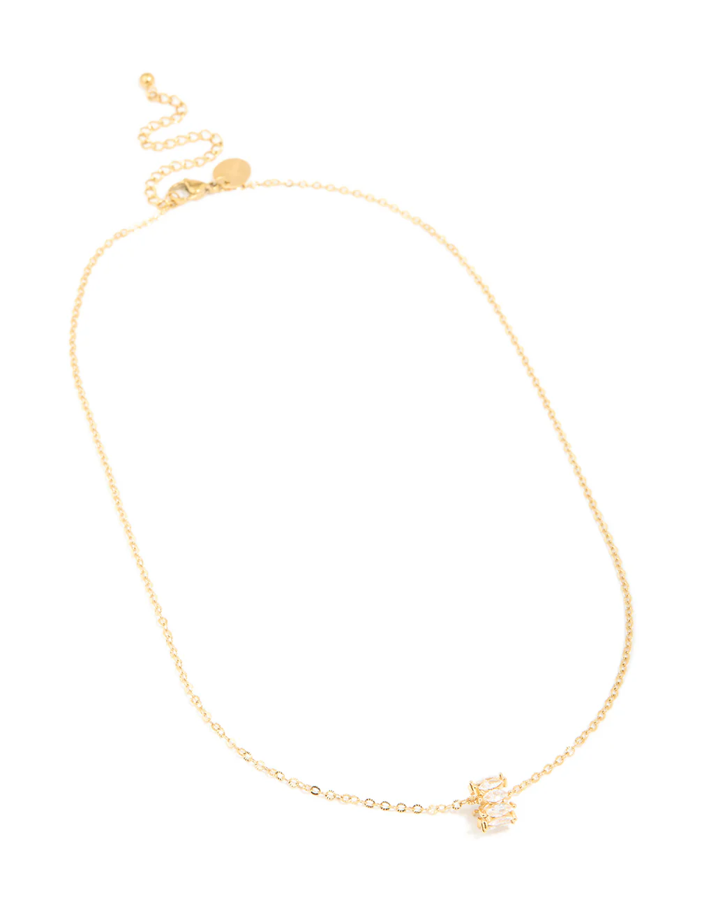 Waterproof Gold Plated Stainless Steel Cubic Zirconia Baguette Pendant Twisted Necklace - Image 4