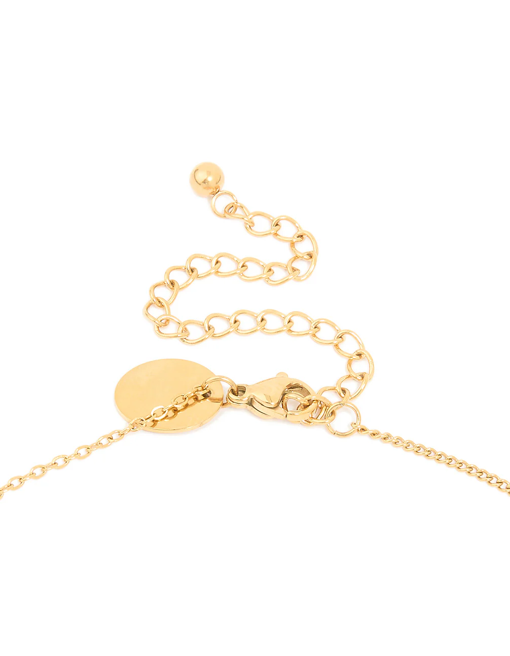 Waterproof Gold Plated Stainless Steel Cubic Zirconia Baguette & Round Pendant Necklace - Image 5