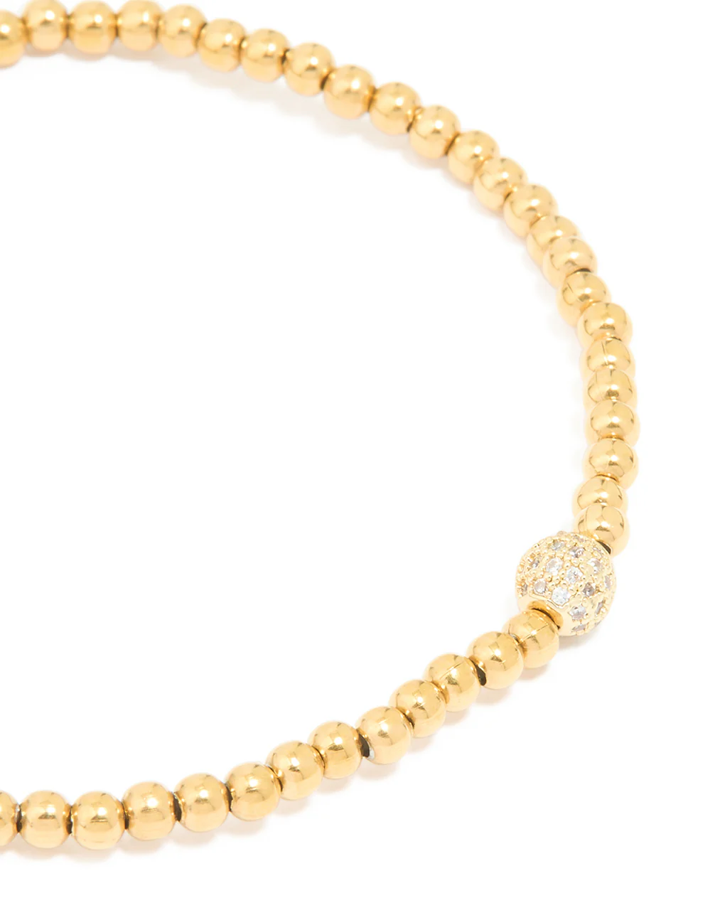 Waterproof Gold Plated Stainless Steel Cubic Zirconia Ball Stretch Bracelet - Image 2