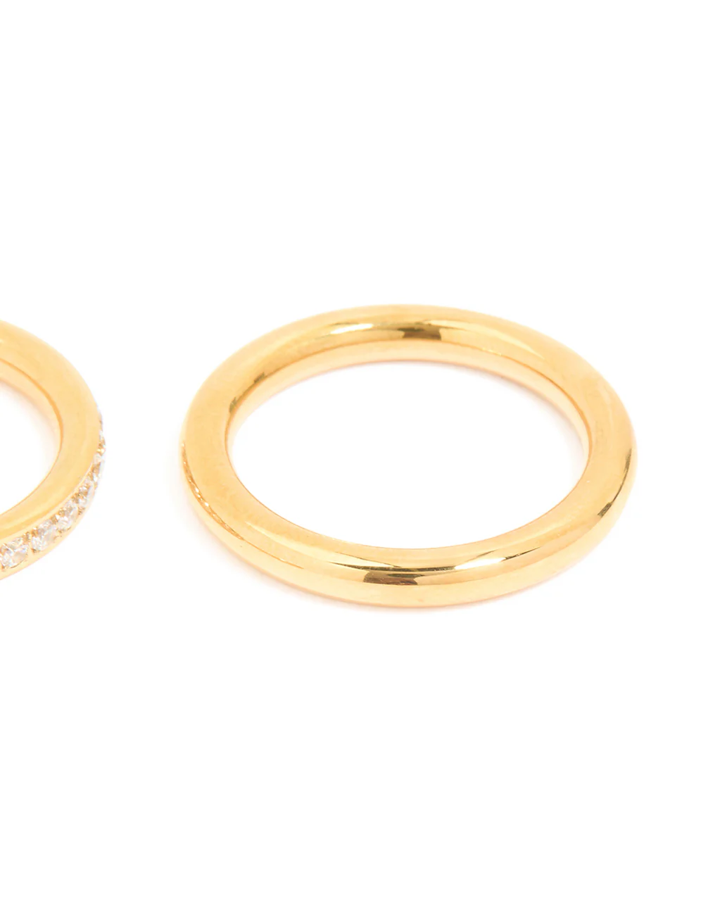Waterproof Gold Plated Stainless Steel Cubic Zirconia Band & Smooth Rings 3-Pack - Image 3