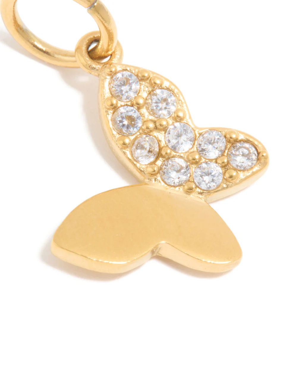 Waterproof Gold Plated Stainless Steel Cubic Zirconia Butterfly Charm - Image 3