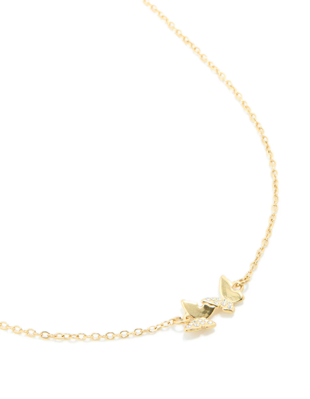 Waterproof Gold Plated Stainless Steel Cubic Zirconia Butterfly Necklace - Image 2
