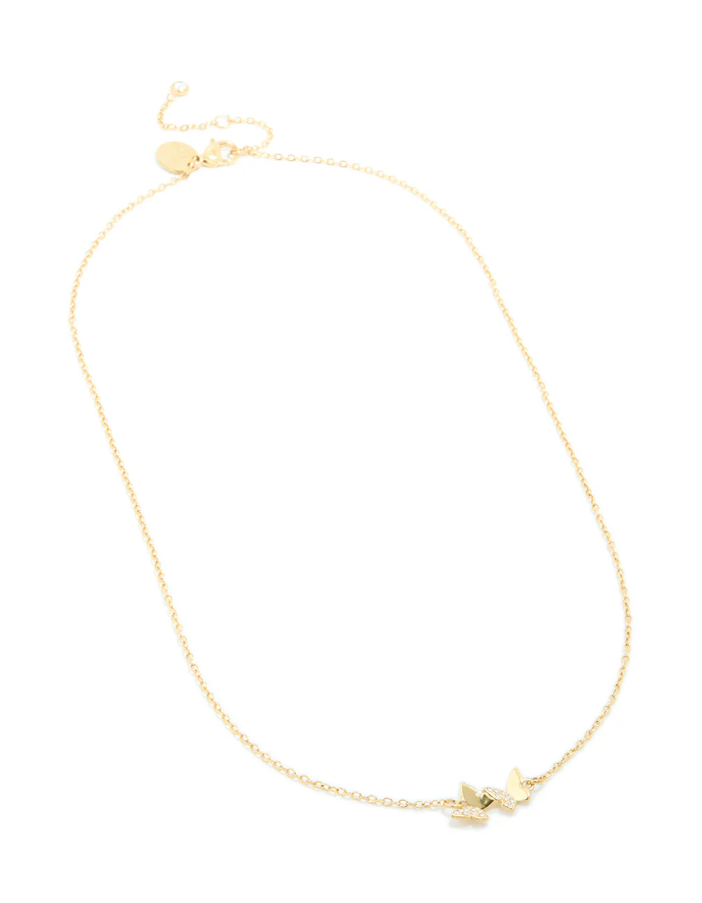 Waterproof Gold Plated Stainless Steel Cubic Zirconia Butterfly Necklace - Image 4