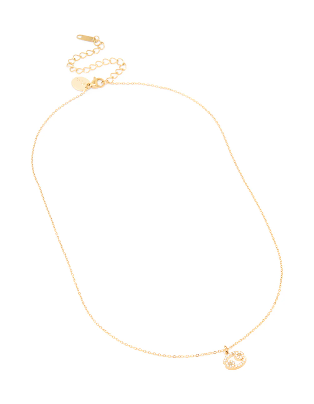 Waterproof Gold Plated Stainless Steel Cubic Zirconia Cancer Zodiac Sign Necklace - Image 4