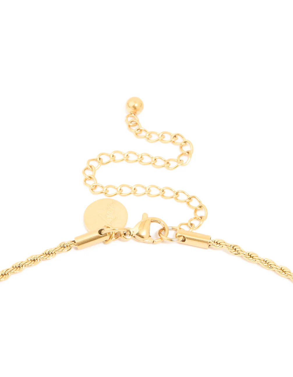 Waterproof Gold Plated Stainless Steel Cubic Zirconia Celestial Etched Tab Necklace - Image 3