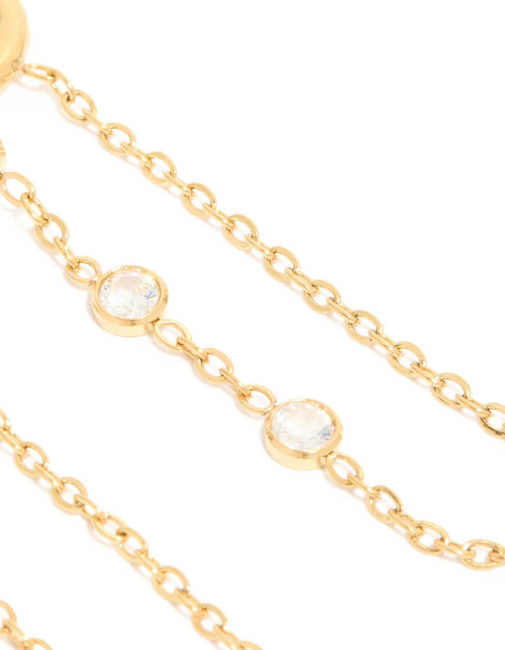 Waterproof Gold Plated Stainless Steel Cubic Zirconia Chain Huggie Drop Earrings - Image 5