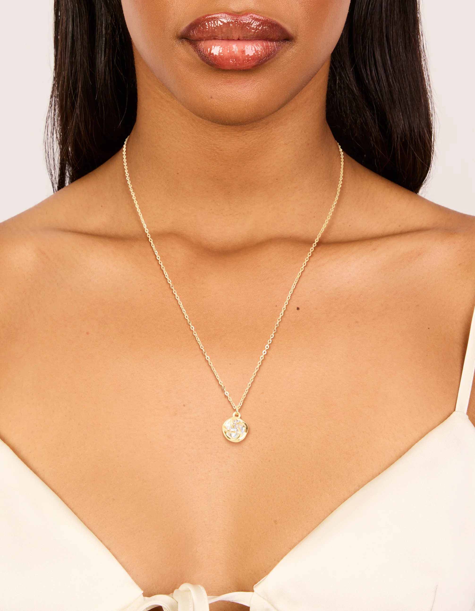 Waterproof Gold Plated Stainless Steel Cubic Zirconia Claw-Set Pendant Necklace - Image 2