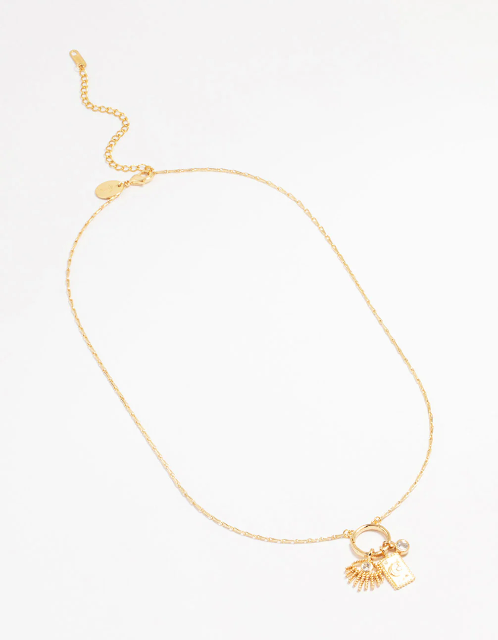 Waterproof Gold Plated Stainless Steel Cubic Zirconia Cluster Charm Hoop Necklace - Image 4