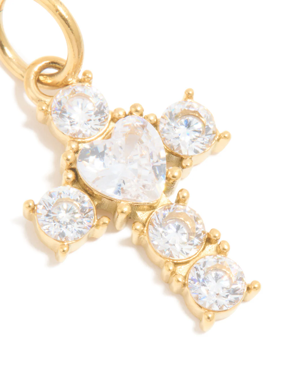 Waterproof Gold Plated Stainless Steel Cubic Zirconia Cross Charm - Image 3