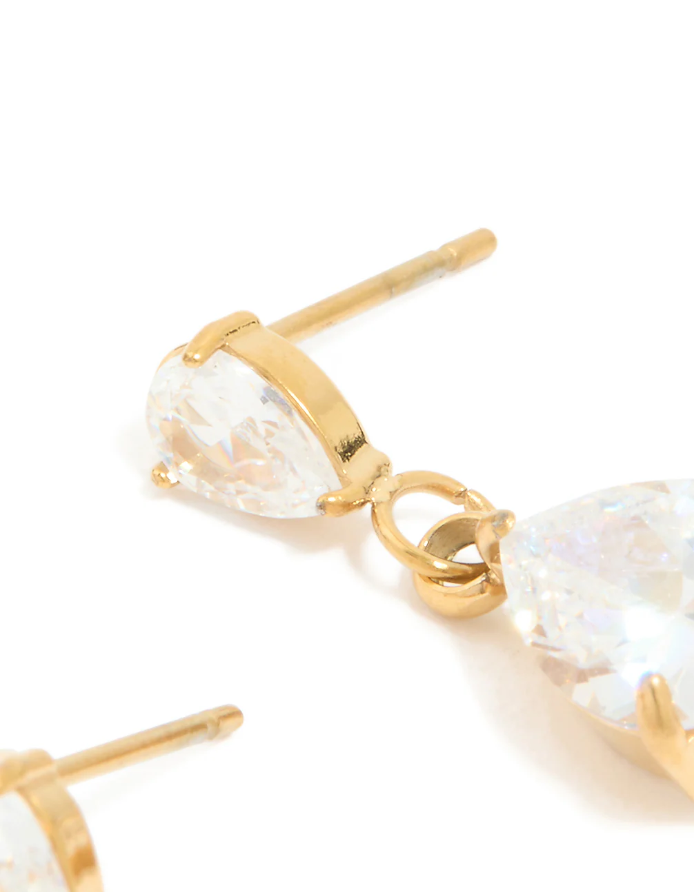 Waterproof Gold Plated Stainless Steel Cubic Zirconia Dainty Drop Earrings - Image 4