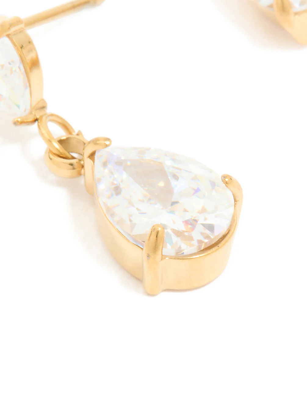 Waterproof Gold Plated Stainless Steel Cubic Zirconia Dainty Drop Earrings - Image 5