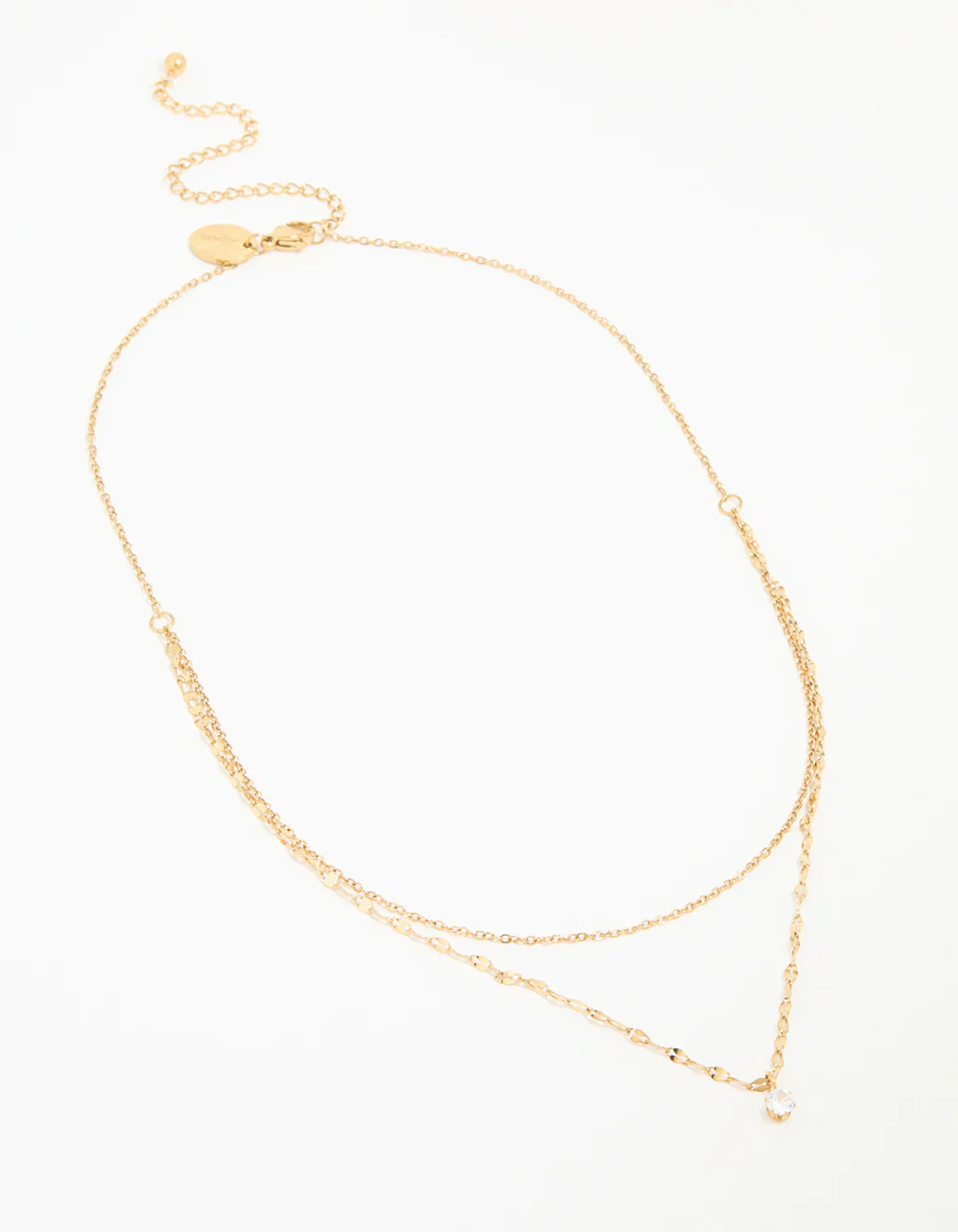 Waterproof Gold Plated Stainless Steel Cubic Zirconia Dainty Layered Necklace - Image 2