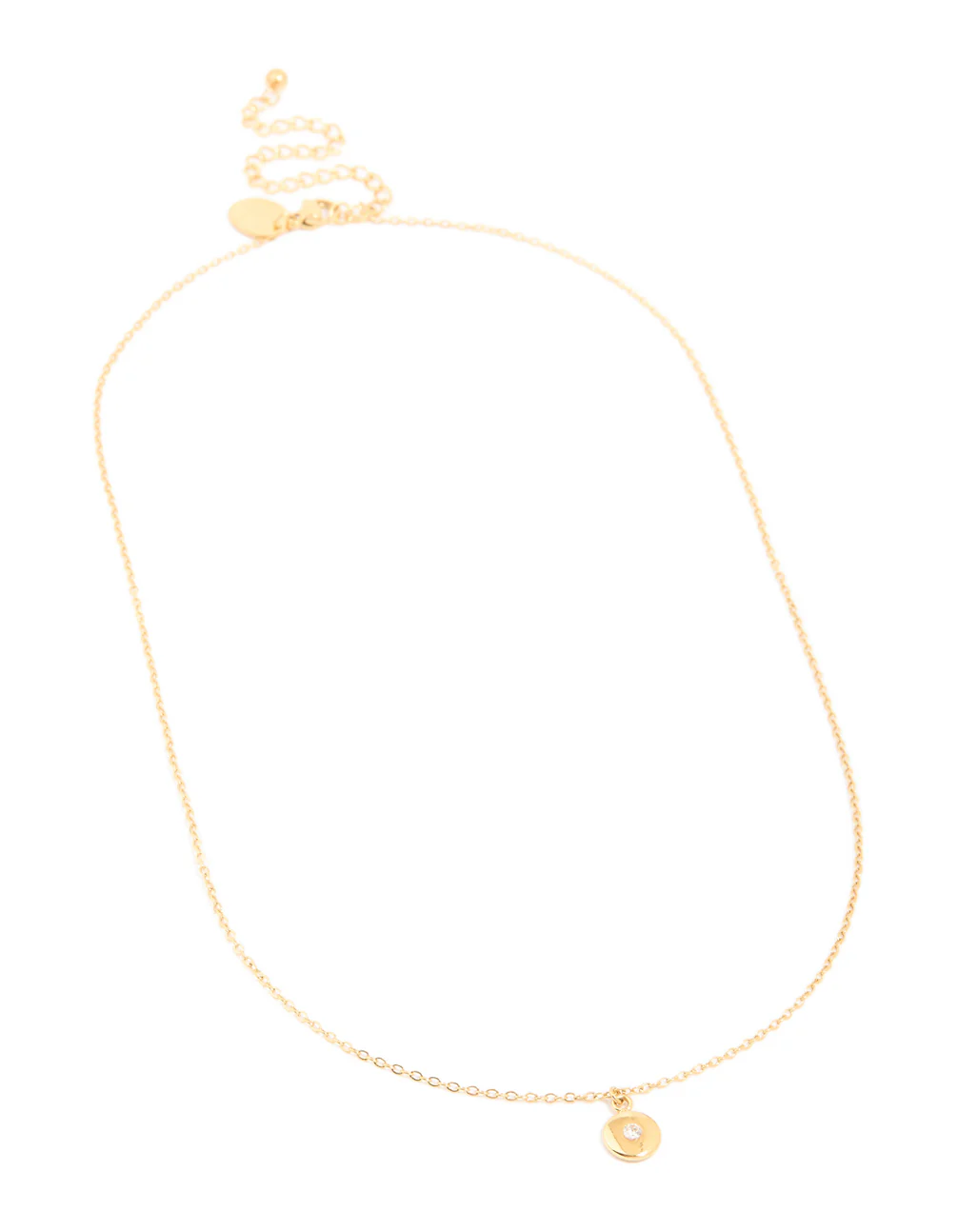 Waterproof Gold Plated Stainless Steel Cubic Zirconia Disc Pendant Necklace - Image 4