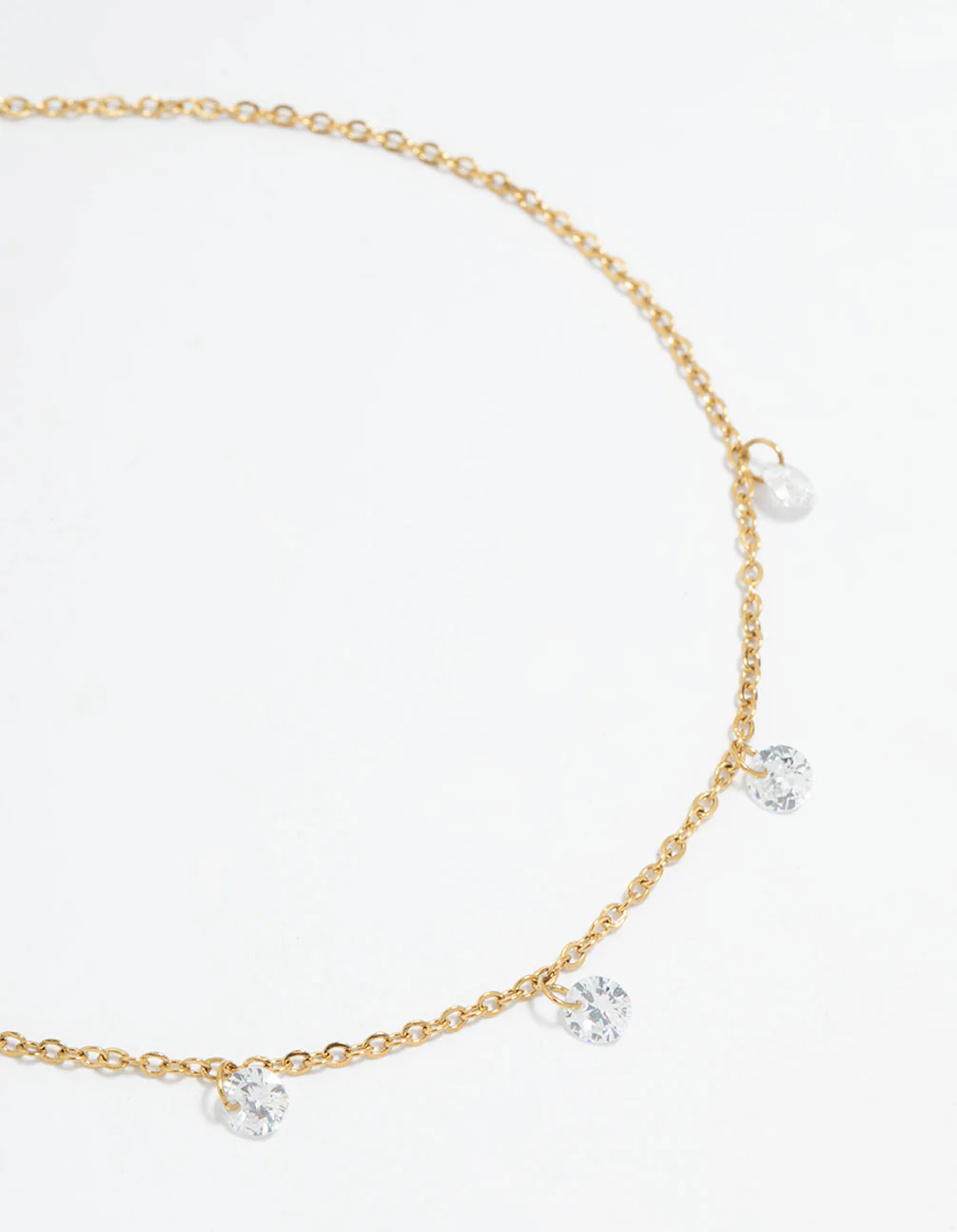 Waterproof Gold Plated Stainless Steel Cubic Zirconia Droplet Anklet - Image 2