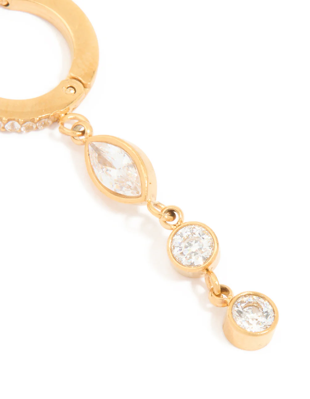 Waterproof Gold Plated Stainless Steel Cubic Zirconia Droplet Huggie Earrings - Image 3