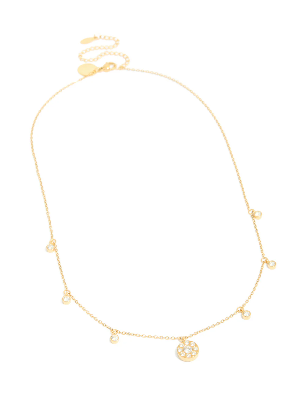 Waterproof Gold Plated Stainless Steel Cubic Zirconia Droplet Pendant Necklace - Image 2