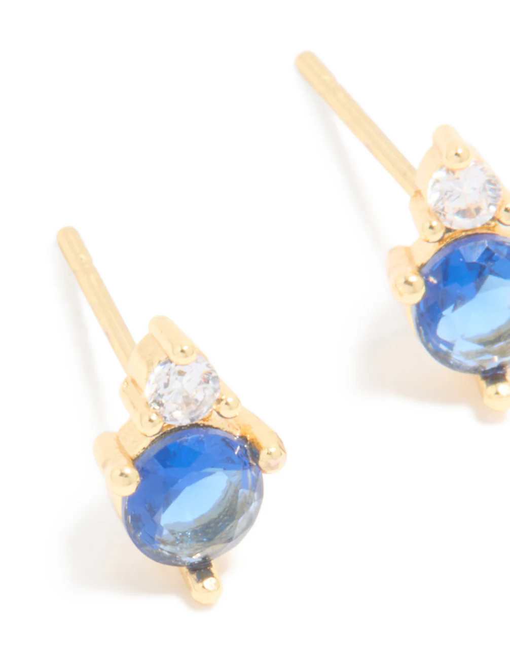 Waterproof Gold Plated Stainless Steel Cubic Zirconia Duo September Birthstone Stud Earrings - Image 4