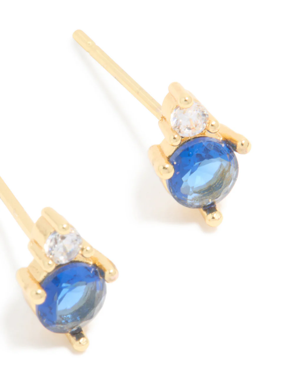 Waterproof Gold Plated Stainless Steel Cubic Zirconia Duo September Birthstone Stud Earrings - Image 5