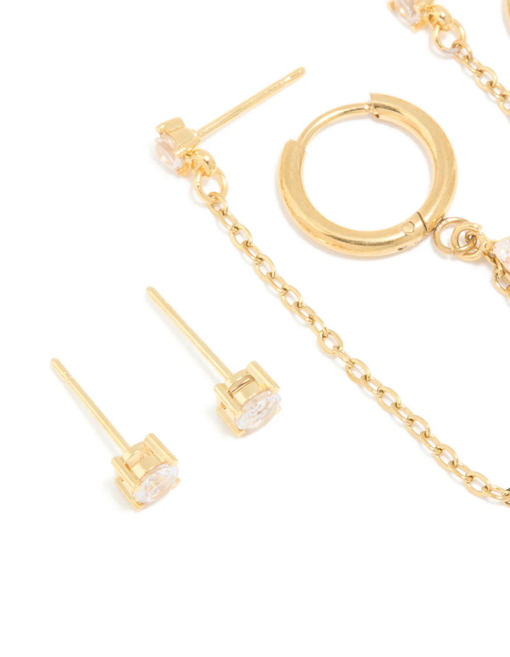 Waterproof Gold Plated Stainless Steel Cubic Zirconia Ear Stacking Pack - Image 4