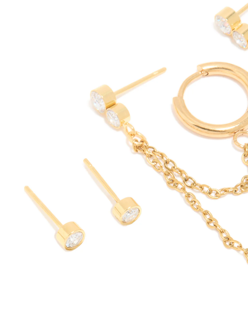 Waterproof Gold Plated Stainless Steel Cubic Zirconia Ear Stacking Pack - Image 4