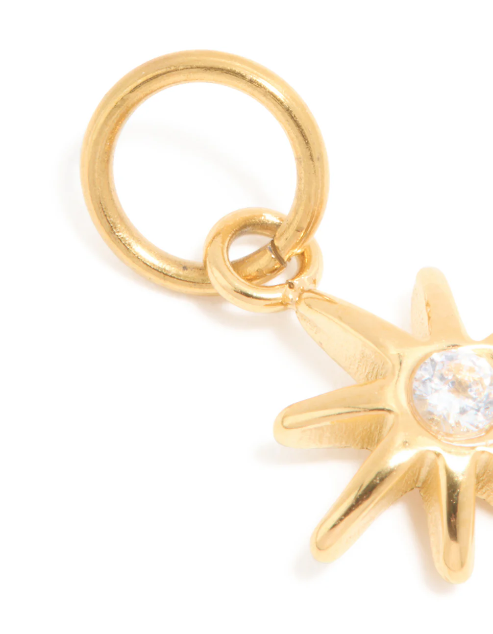 Waterproof Gold Plated Stainless Steel Cubic Zirconia Eight-Point Star Charm - Image 2