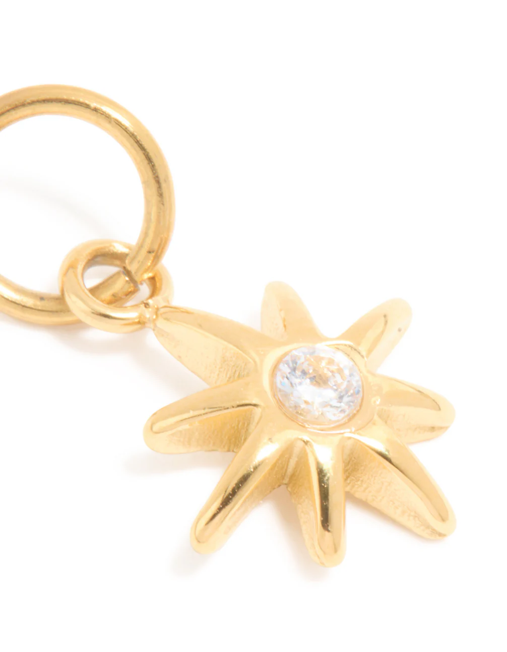 Waterproof Gold Plated Stainless Steel Cubic Zirconia Eight-Point Star Charm - Image 3