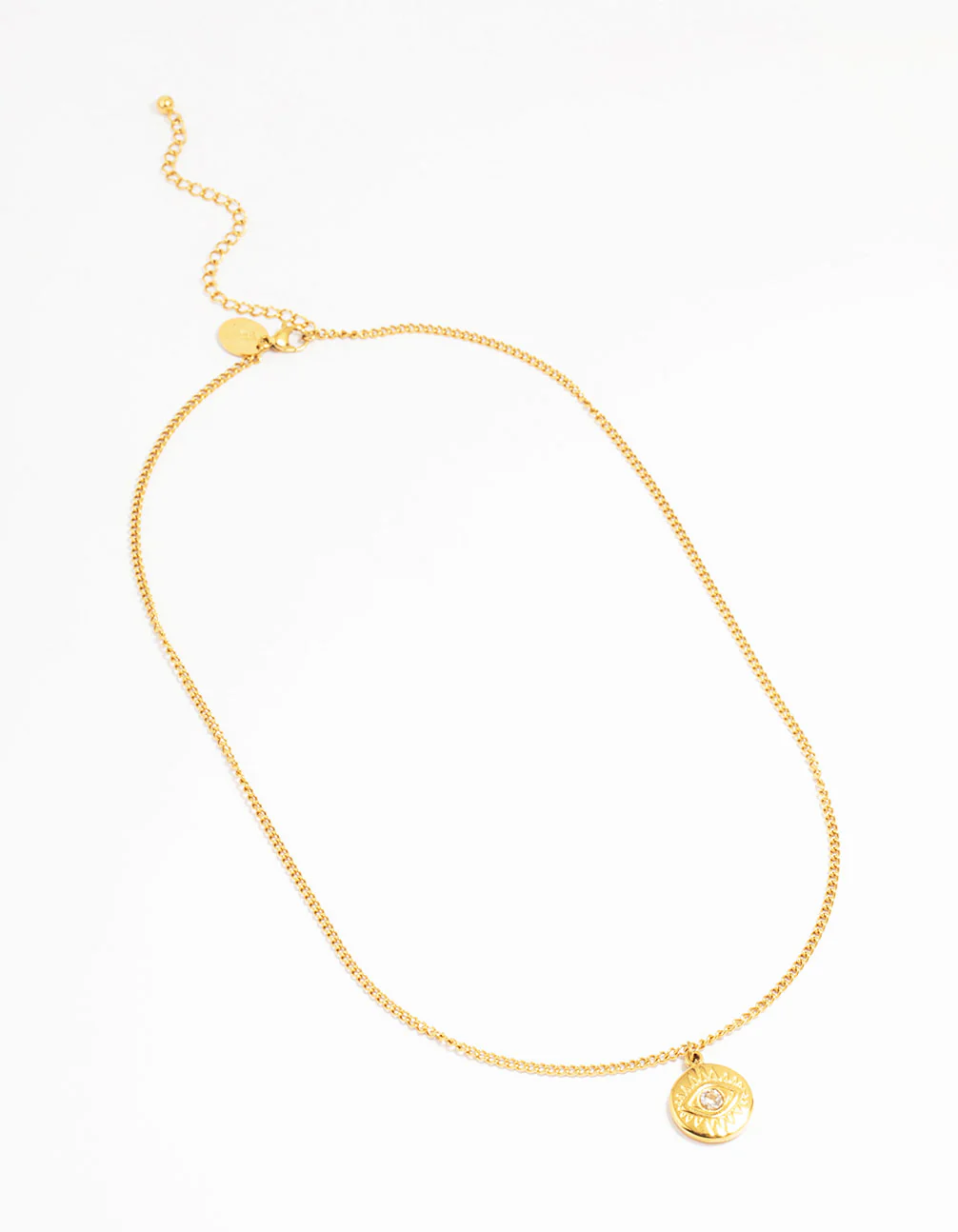 Waterproof Gold Plated Stainless Steel Cubic Zirconia Evil Eye Pendant Necklace - Image 4
