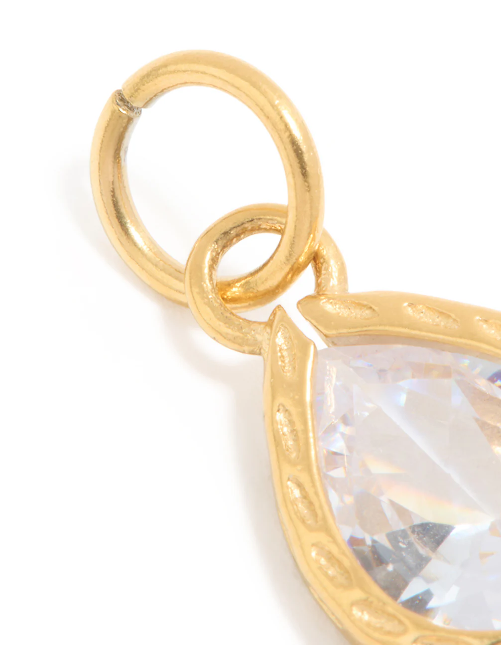 Waterproof Gold Plated Stainless Steel Cubic Zirconia Facet Drop Charm - Image 2