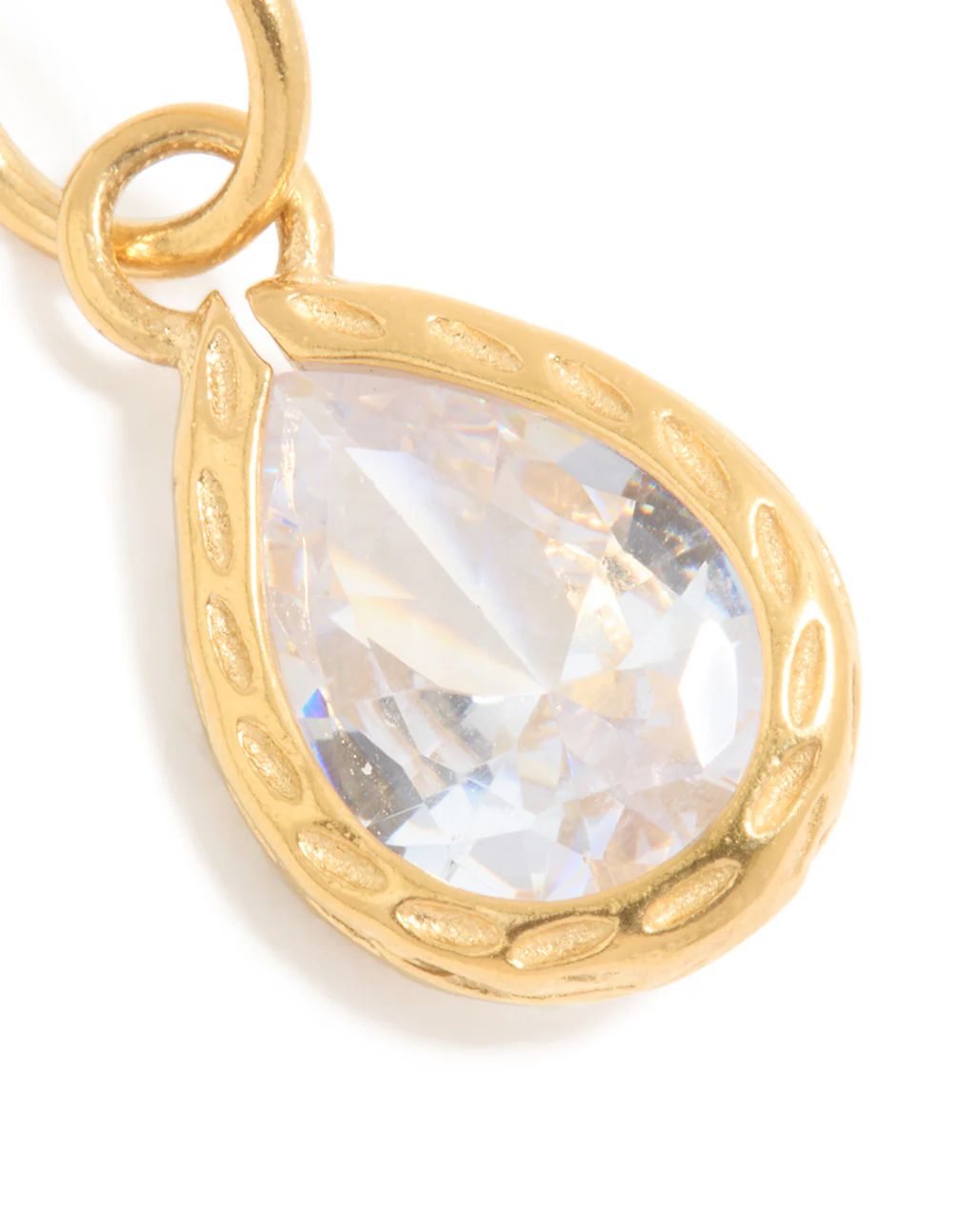 Waterproof Gold Plated Stainless Steel Cubic Zirconia Facet Drop Charm - Image 3