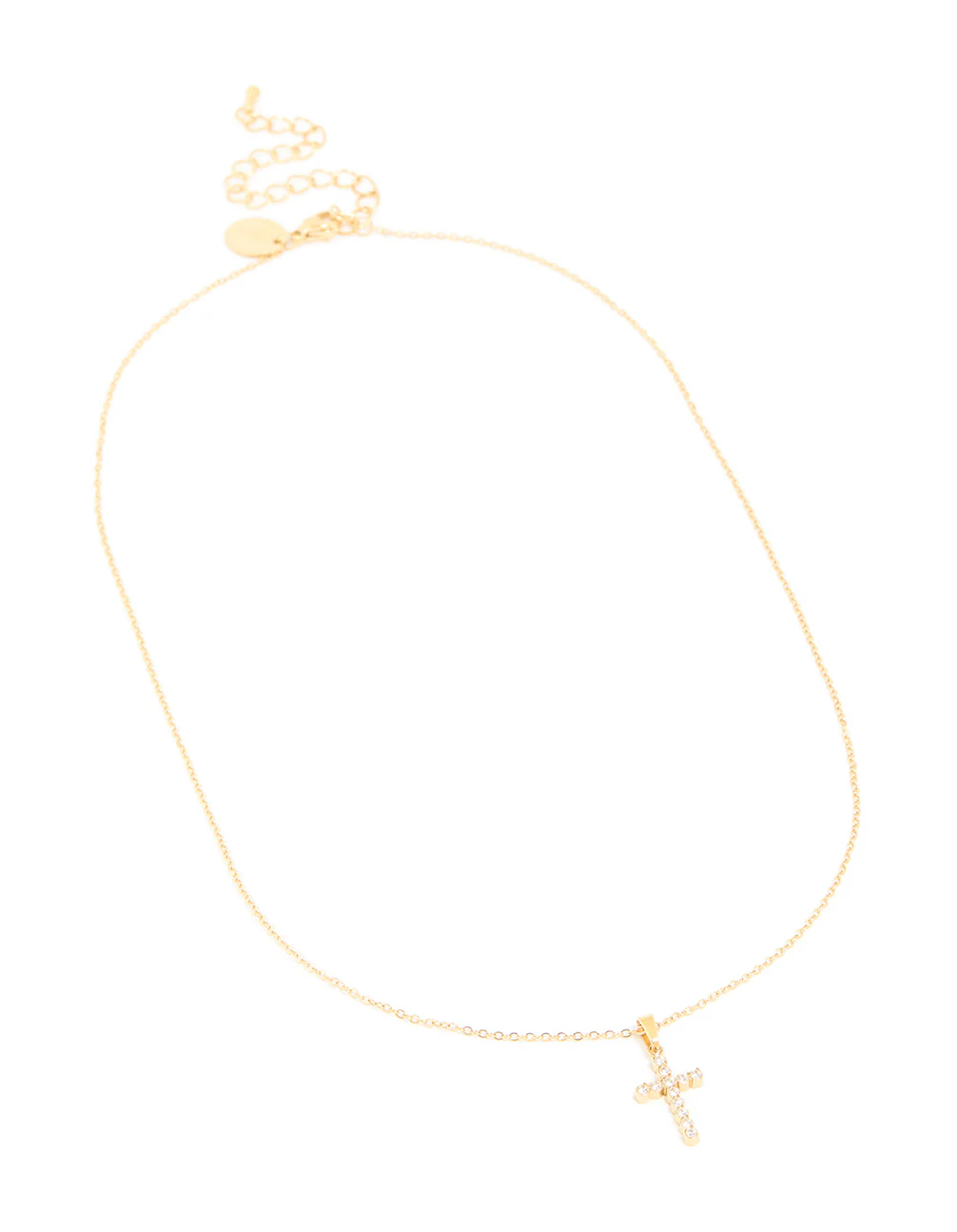 Waterproof Gold Plated Stainless Steel Cubic Zirconia Fine Cross Necklace - Image 4
