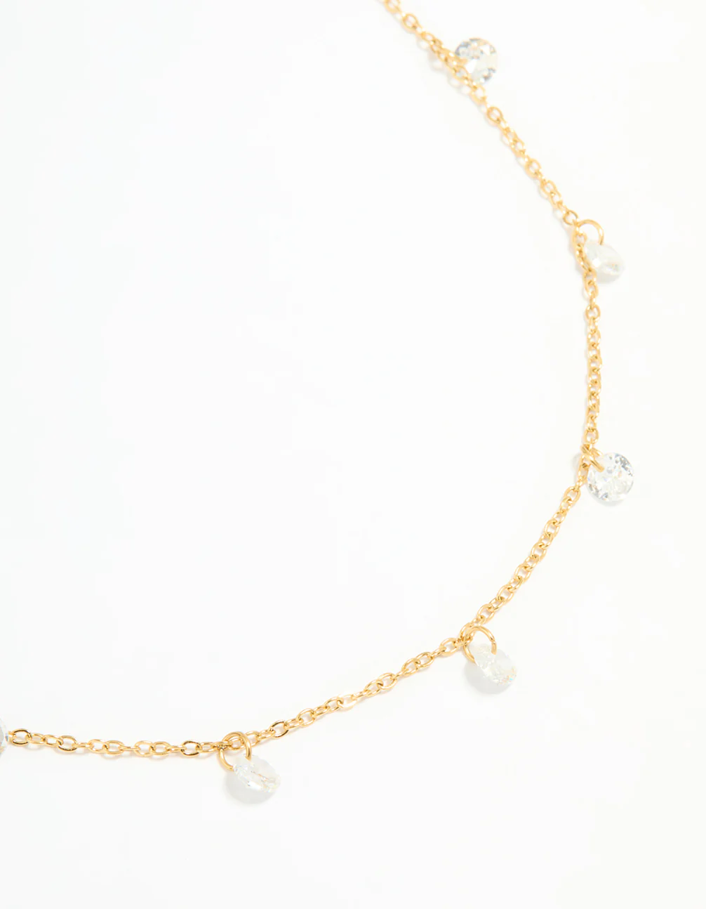 Waterproof Gold Plated Stainless Steel Cubic Zirconia Floating Charm Necklace