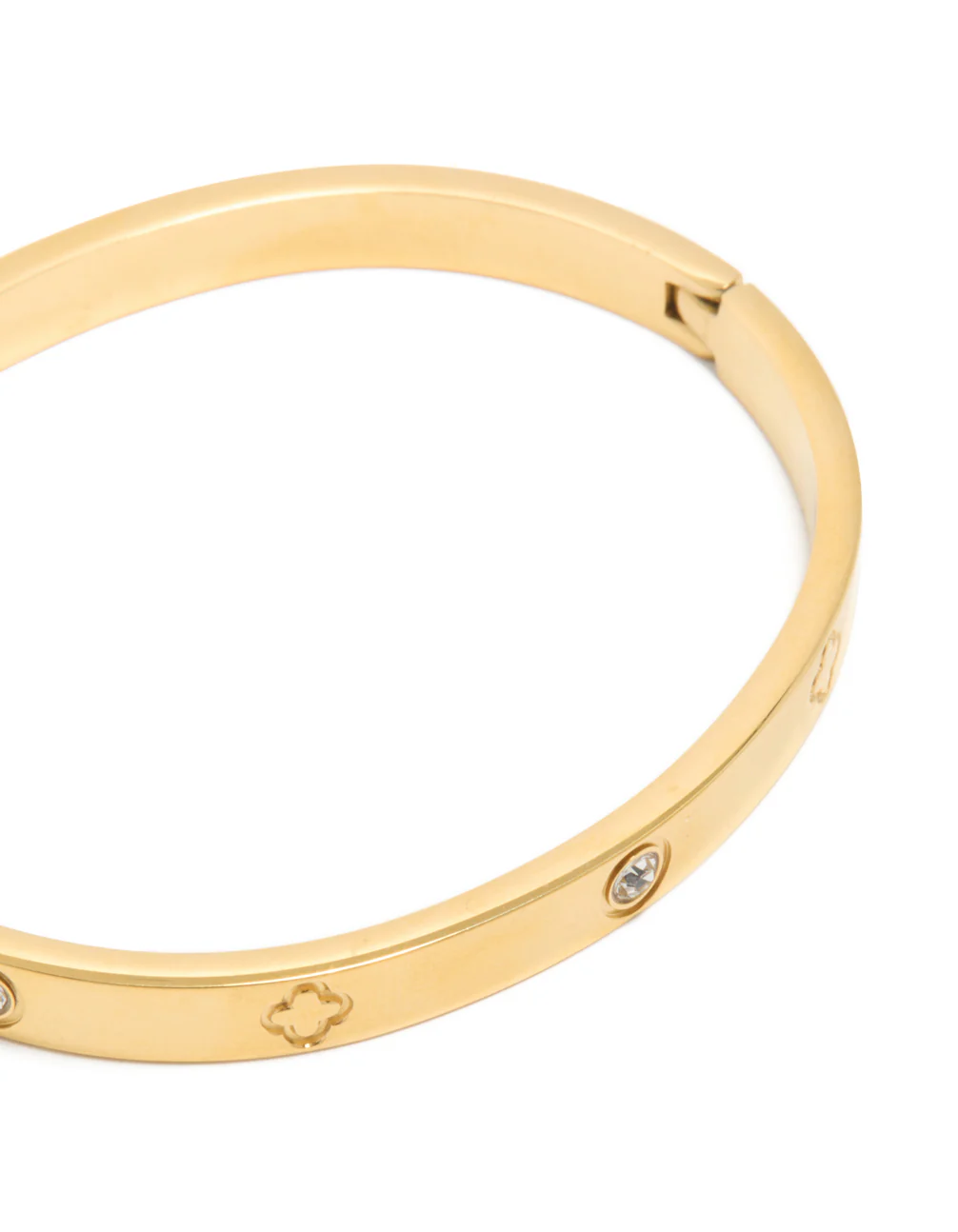 Waterproof Gold Plated Stainless Steel Cubic Zirconia Flower Bangle - Image 4