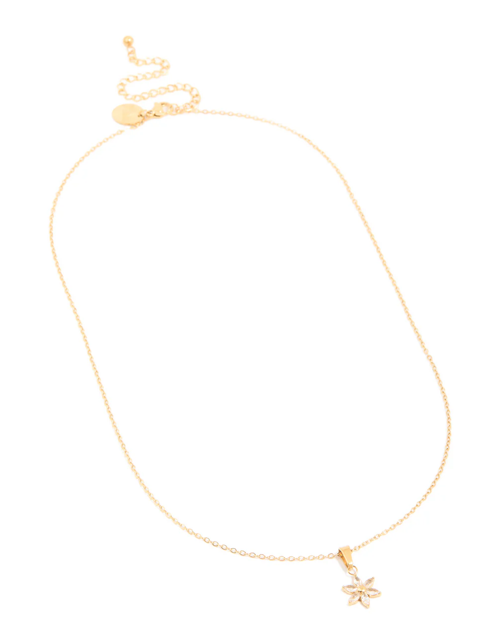 Waterproof Gold Plated Stainless Steel Cubic Zirconia Flower Pendant Necklace - Image 4