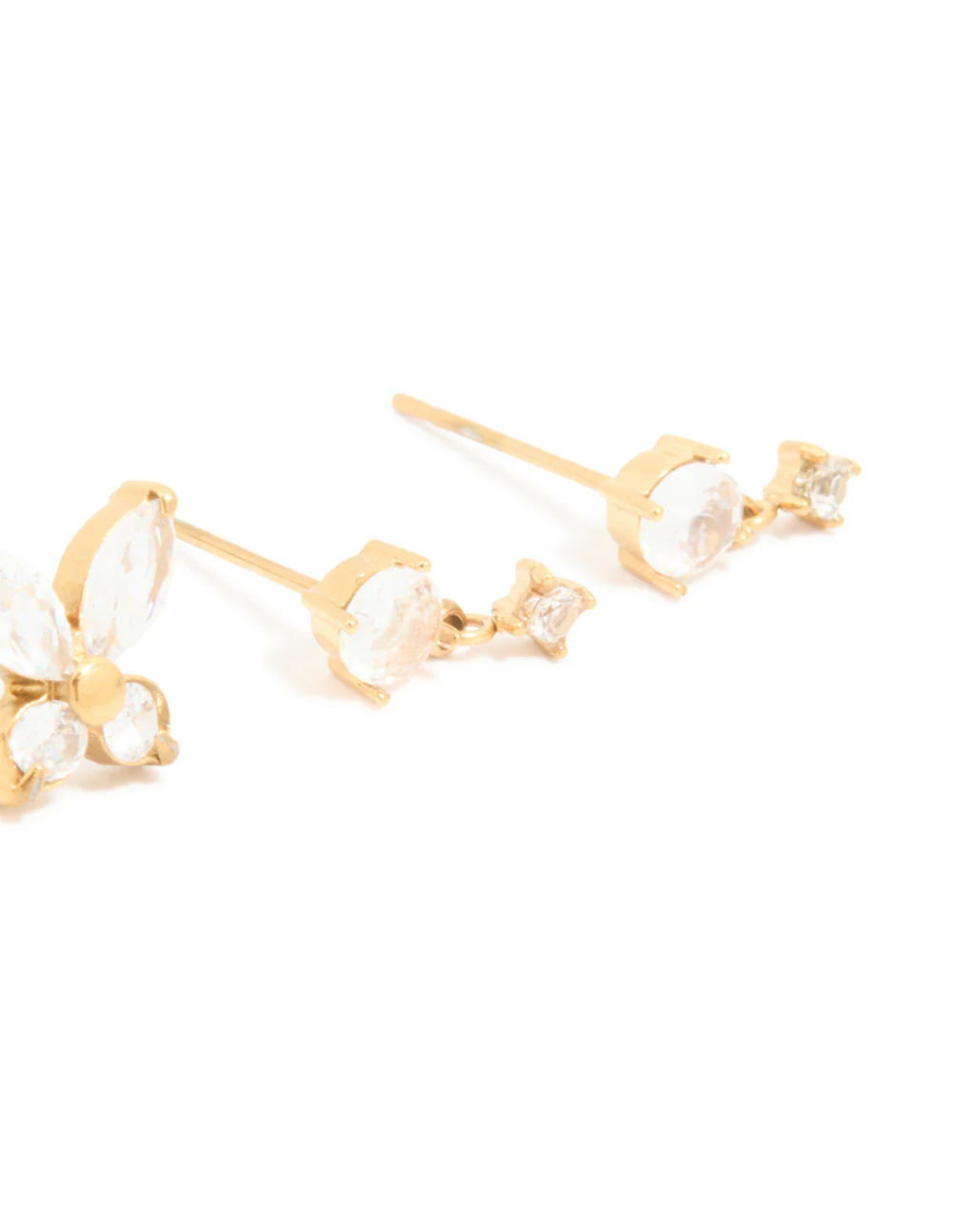 Waterproof Gold Plated Stainless Steel Cubic Zirconia Garden Party Earrings 3-Pack - Image 5