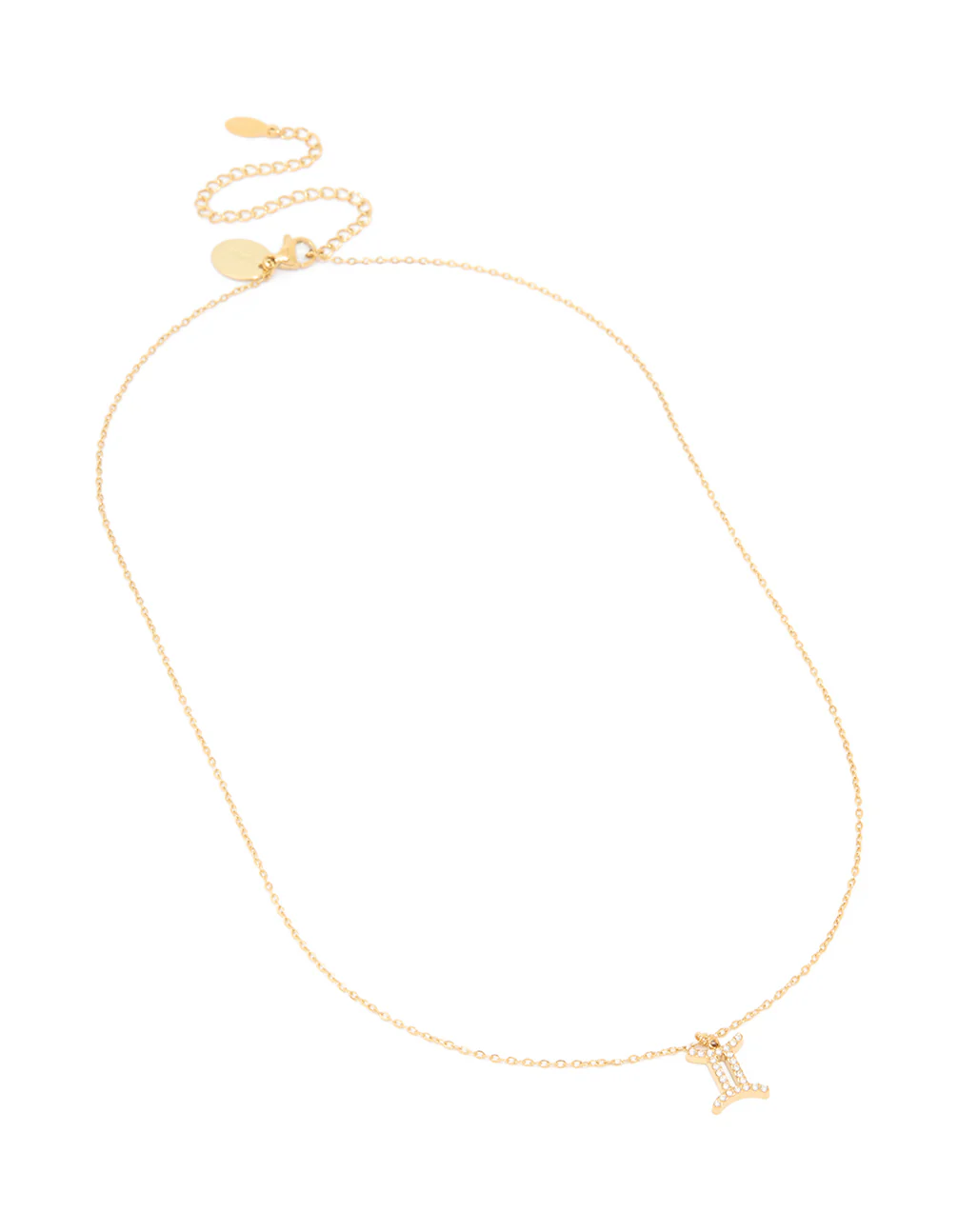 Waterproof Gold Plated Stainless Steel Cubic Zirconia Gemini Zodiac Sign Necklace - Image 4