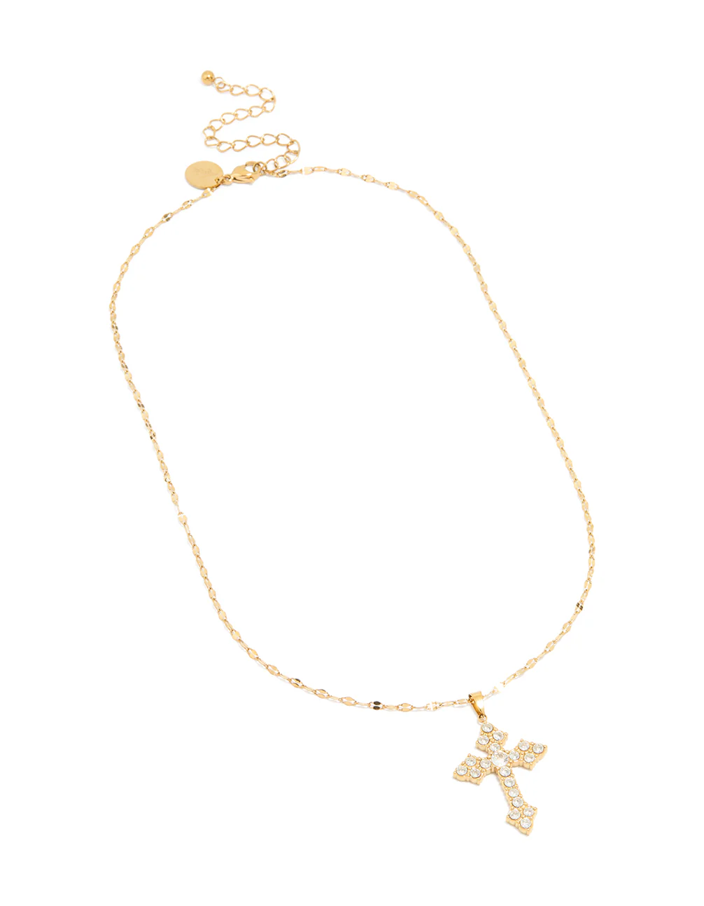 Waterproof Gold Plated Stainless Steel Cubic Zirconia Gothic Cross Fine Necklace - Image 2