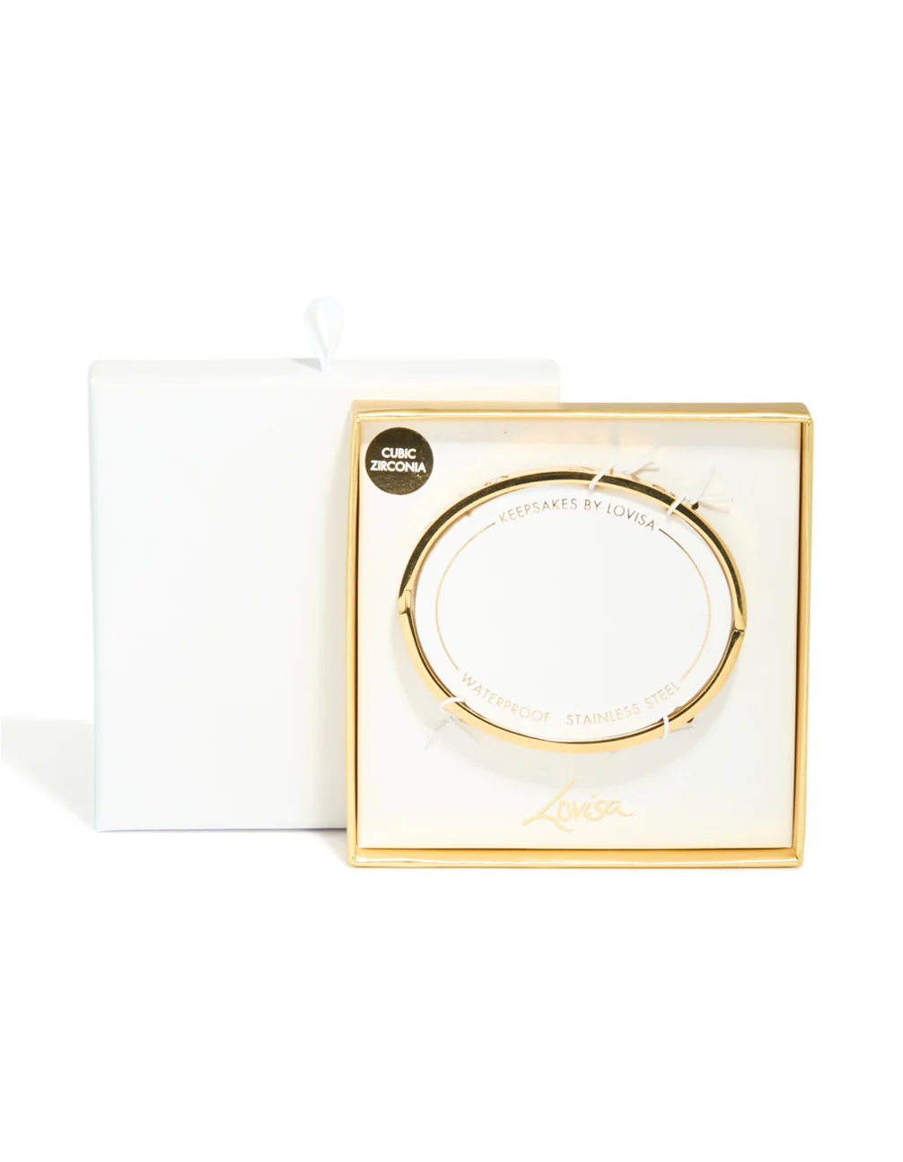 Waterproof Gold Plated Stainless Steel Cubic Zirconia Heart Bangle - Image 4