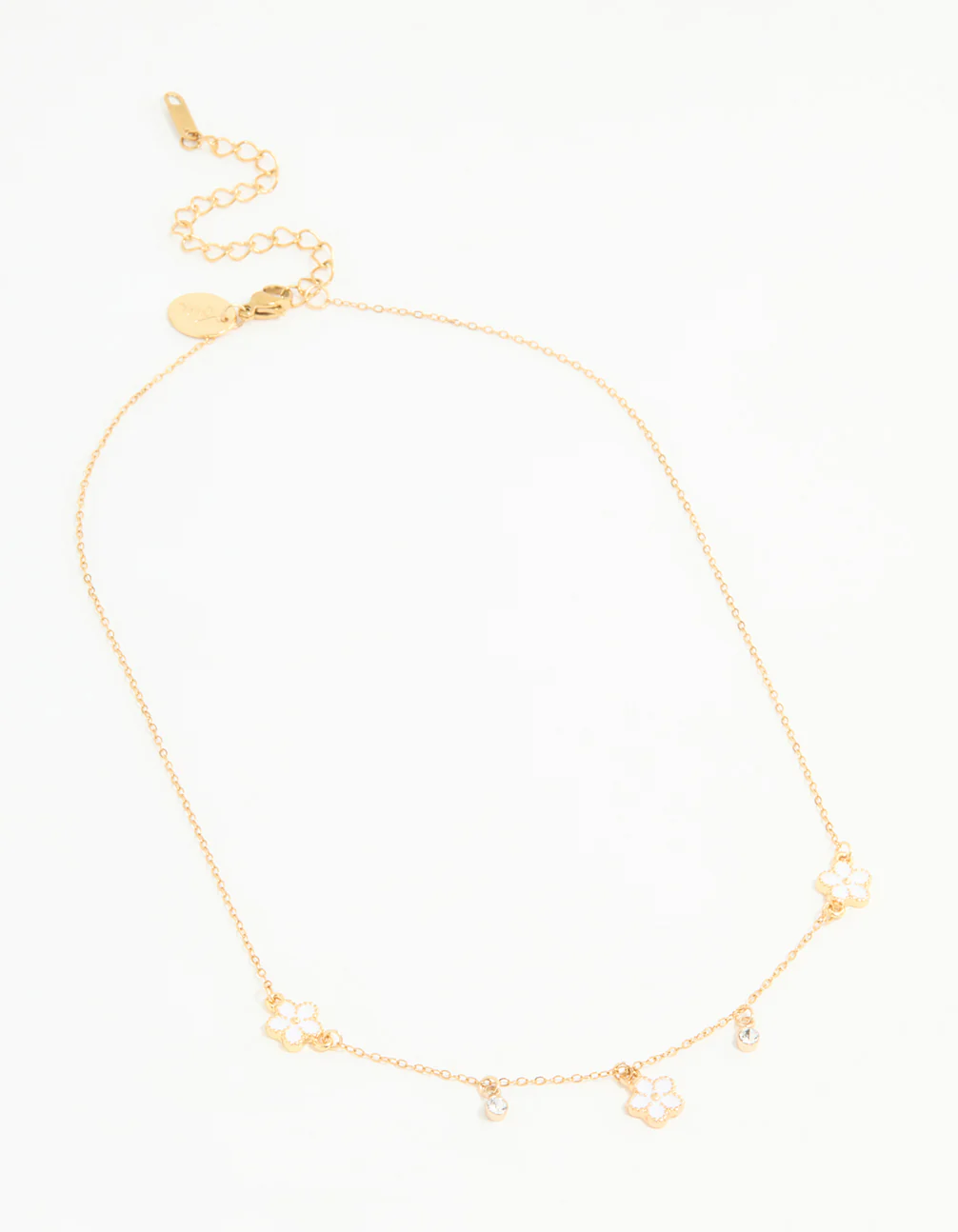 Waterproof Gold Plated Stainless Steel Cubic Zirconia Heart Floral Pendant Necklace - Image 4