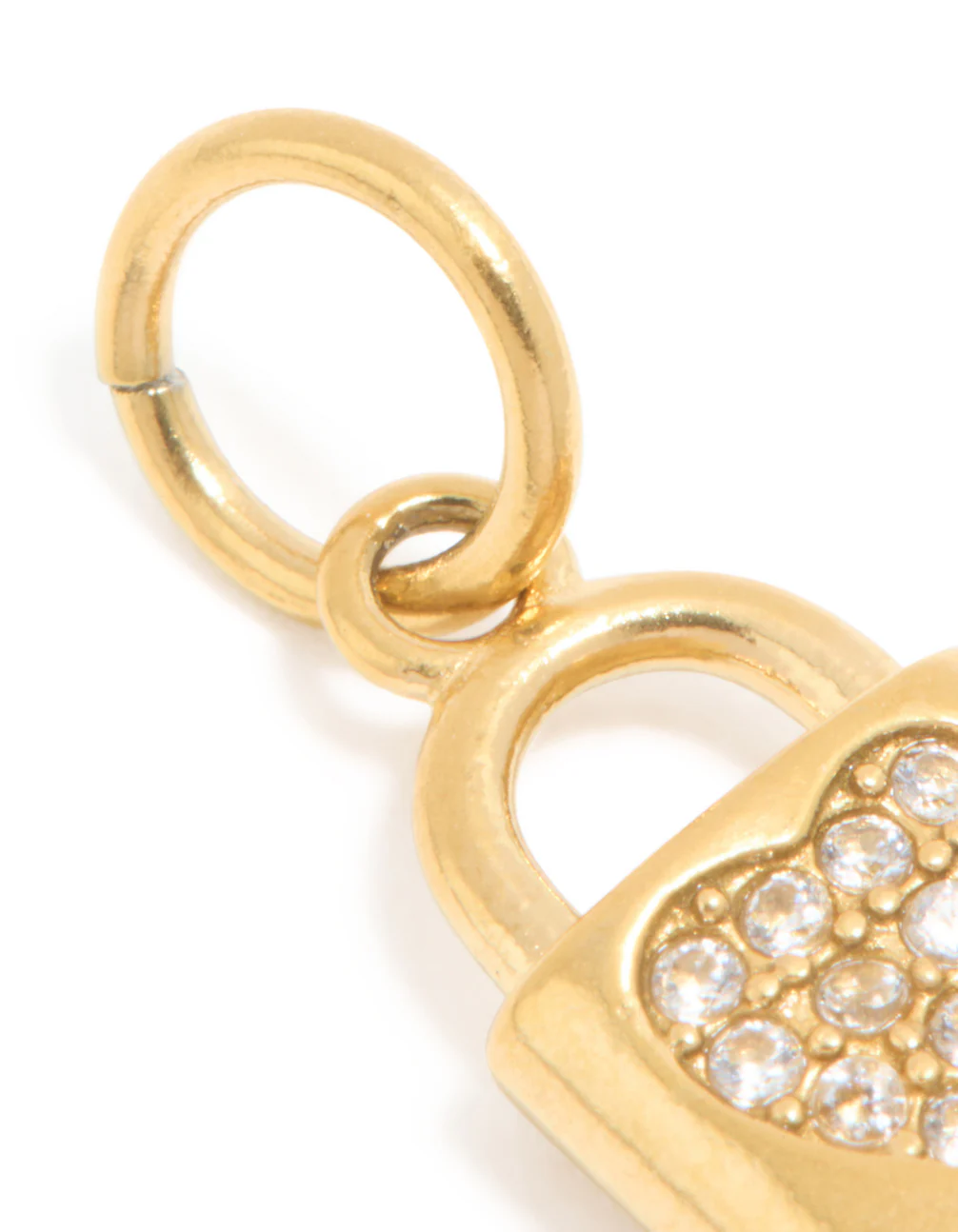 Waterproof Gold Plated Stainless Steel Cubic Zirconia Heart Locket Charm - Image 2