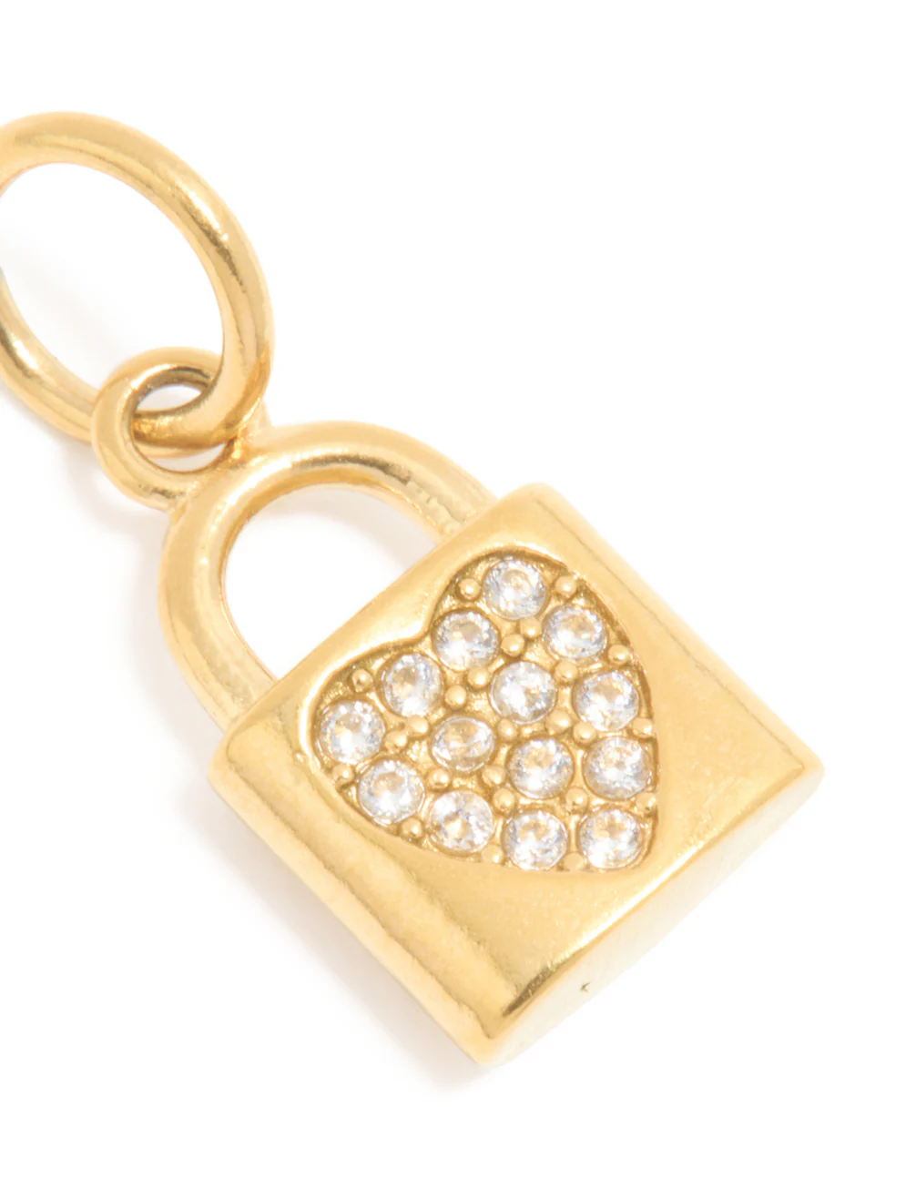 Waterproof Gold Plated Stainless Steel Cubic Zirconia Heart Locket Charm - Image 3