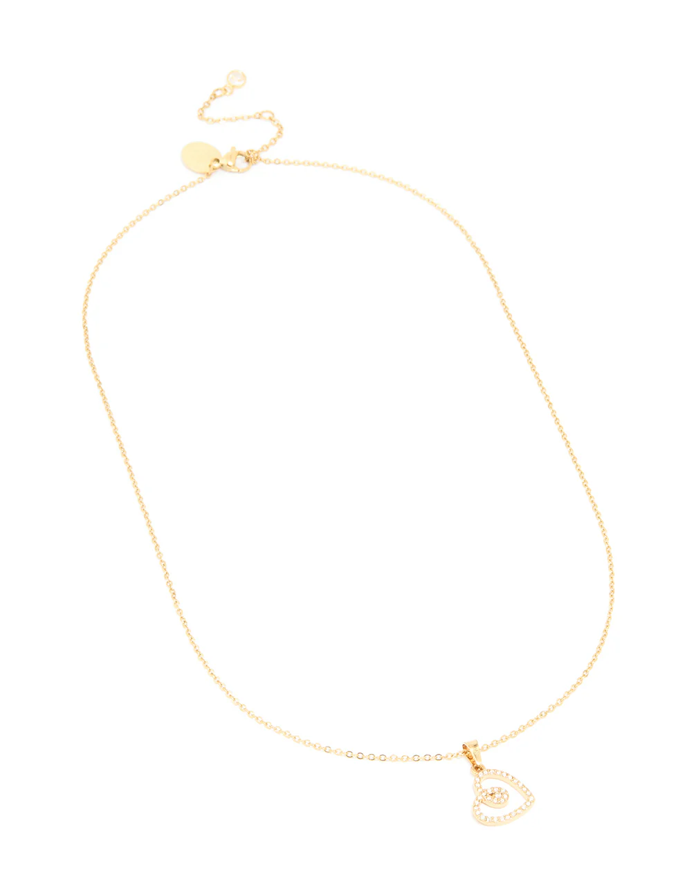 Waterproof Gold Plated Stainless Steel Cubic Zirconia Heart Necklace - Image 2