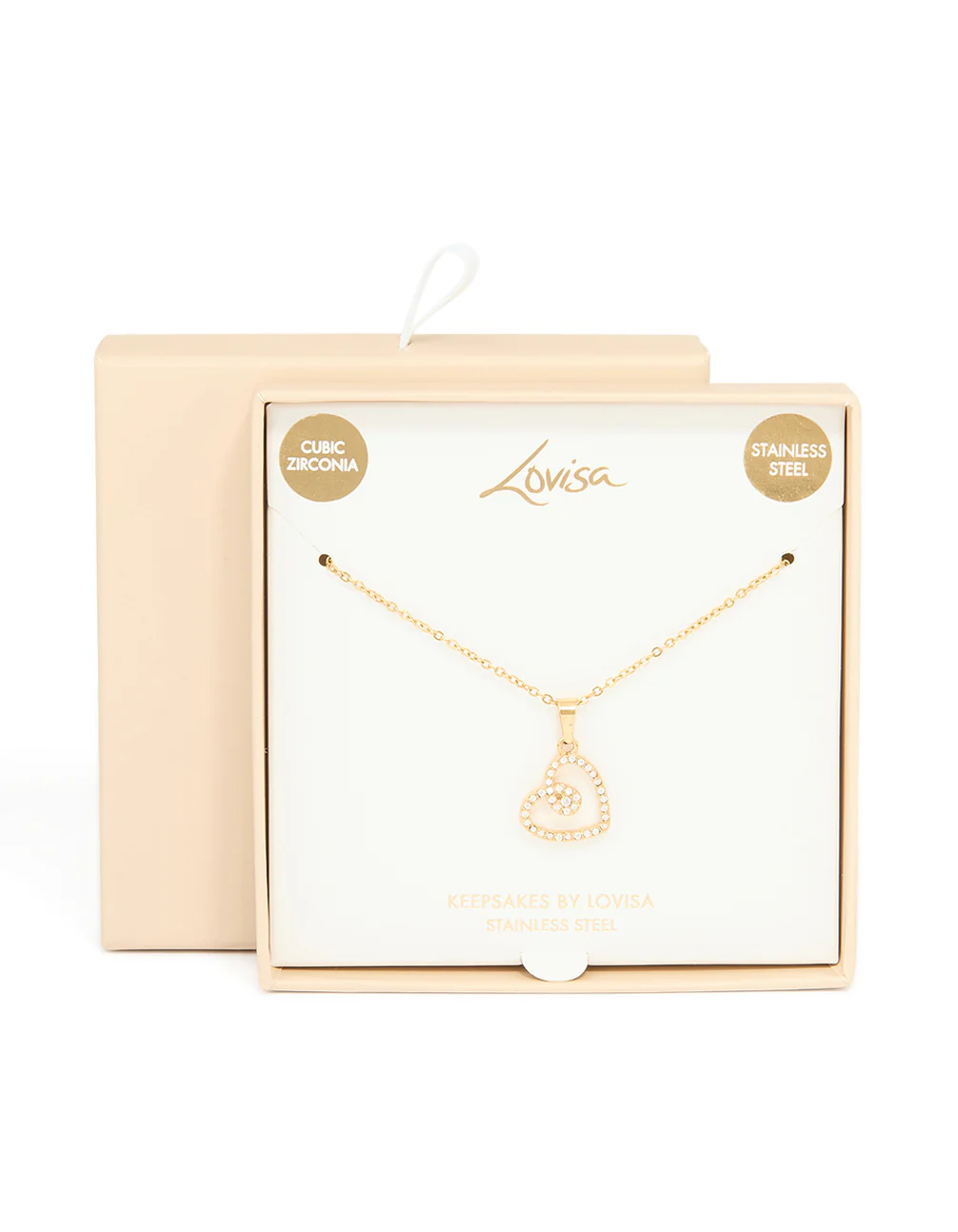 Waterproof Gold Plated Stainless Steel Cubic Zirconia Heart Necklace - Image 3