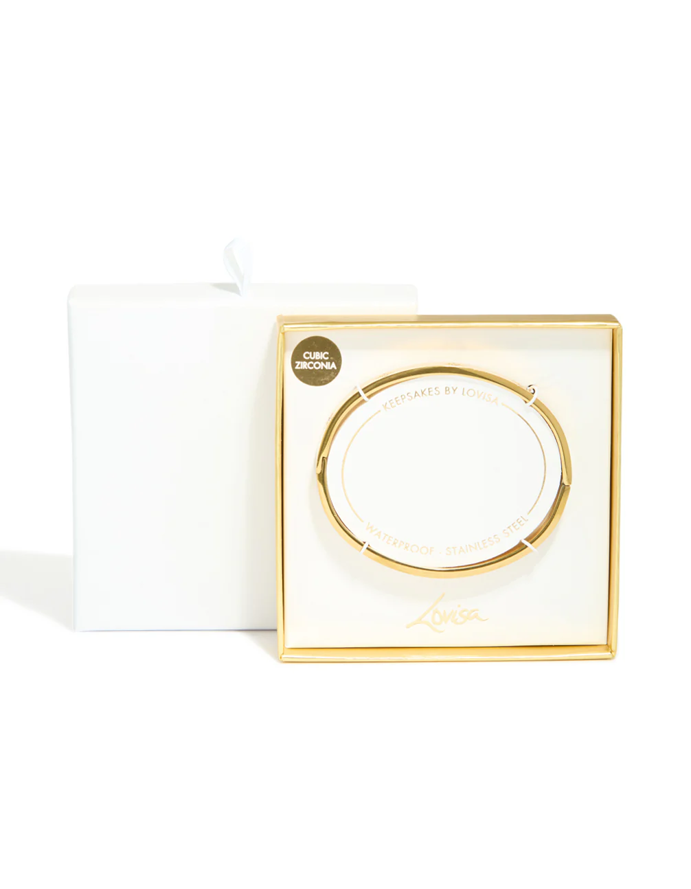 Waterproof Gold Plated Stainless Steel Cubic Zirconia Hinged Sunburst Bangle - Image 4