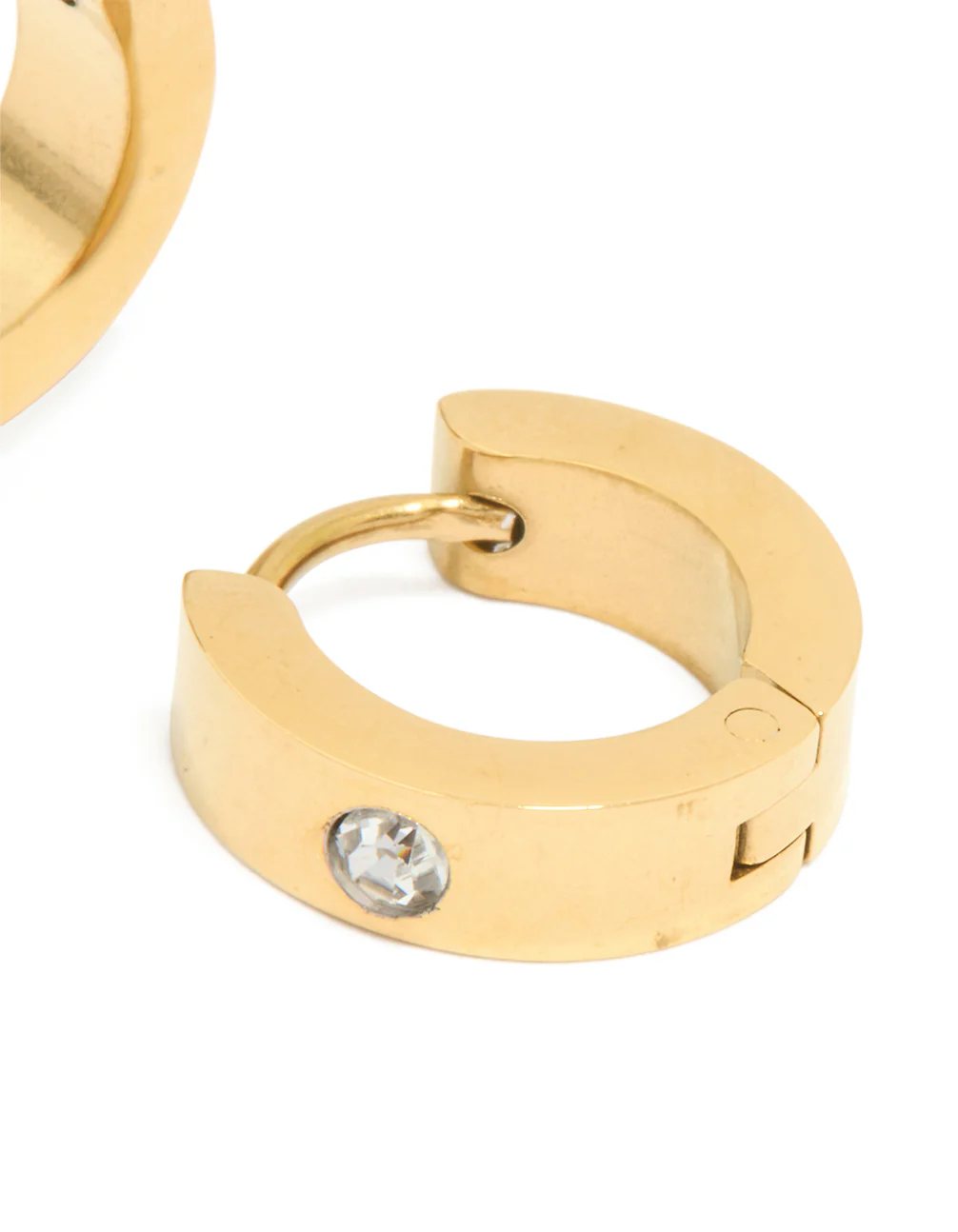 Waterproof Gold Plated Stainless Steel Cubic Zirconia Huggie Earrings - Image 3