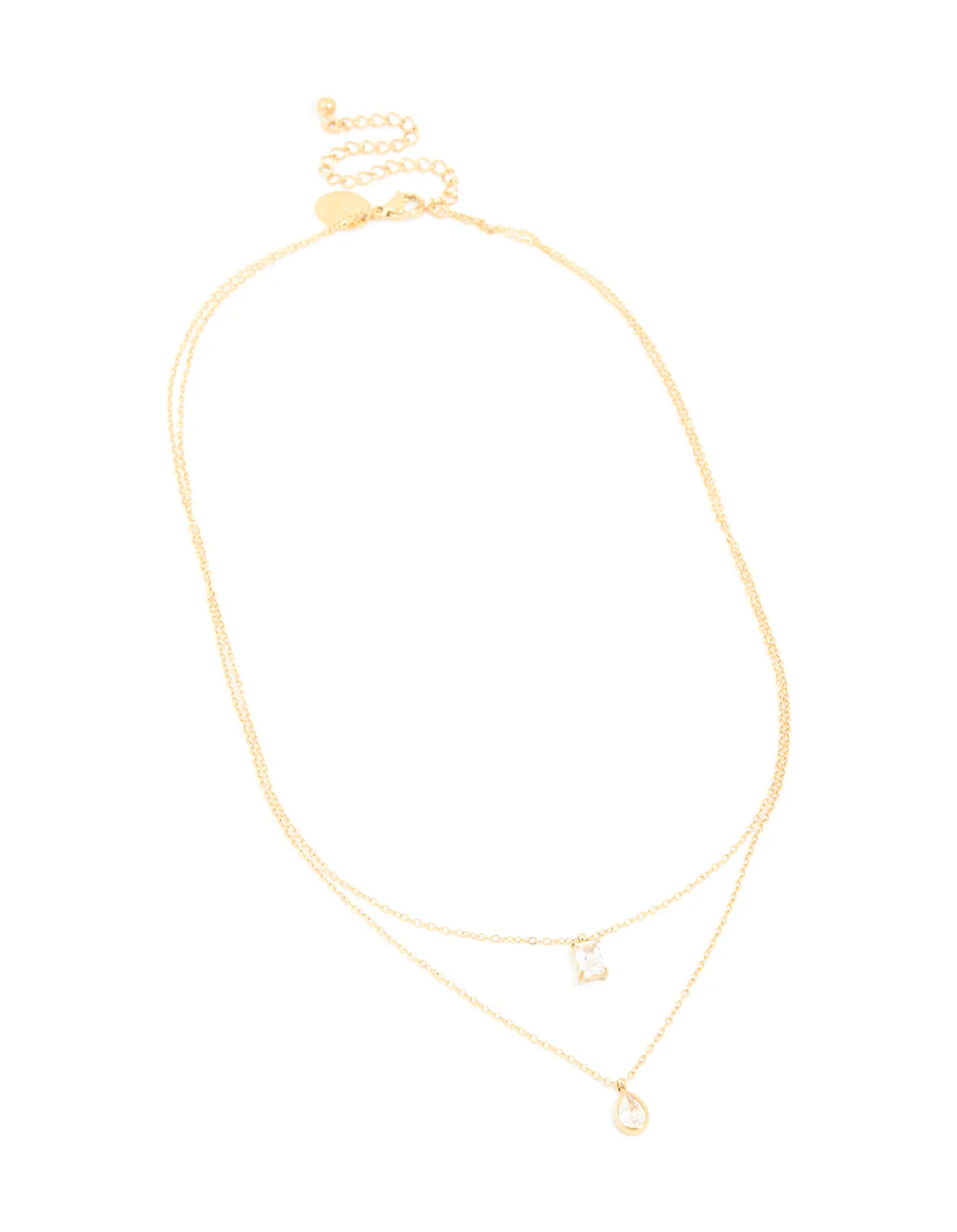 Waterproof Gold Plated Stainless Steel Cubic Zirconia Layered Necklace - Image 2