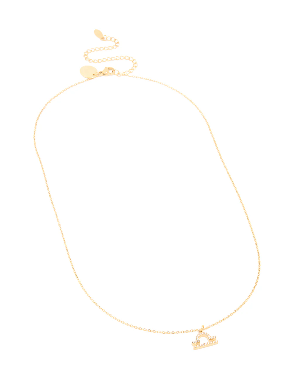 Waterproof Gold Plated Stainless Steel Cubic Zirconia Libra  Zodiac Sign Necklace - Image 4