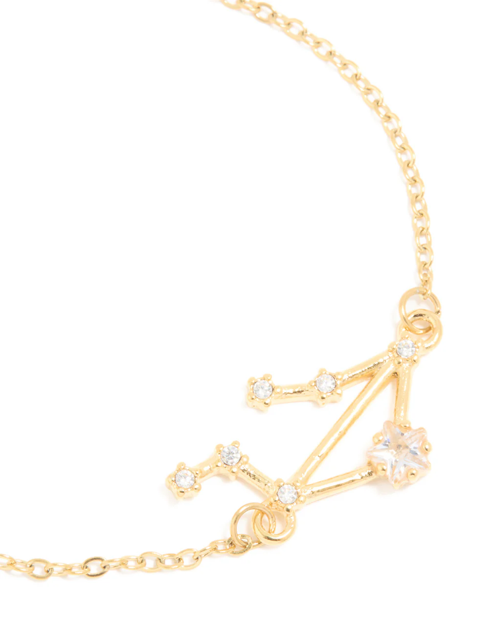 Waterproof Gold Plated Stainless Steel Cubic Zirconia Libra Zodiac Sign Bracelet - Image 4