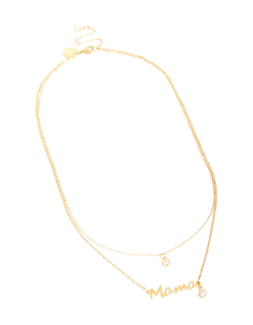 Waterproof Gold Plated Stainless Steel Cubic Zirconia Mama Layered Necklace - Image 2